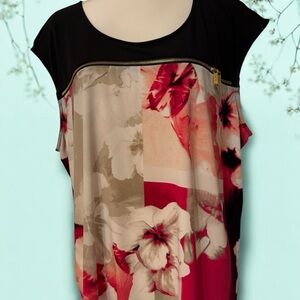 Floral Black and Red Women's Top